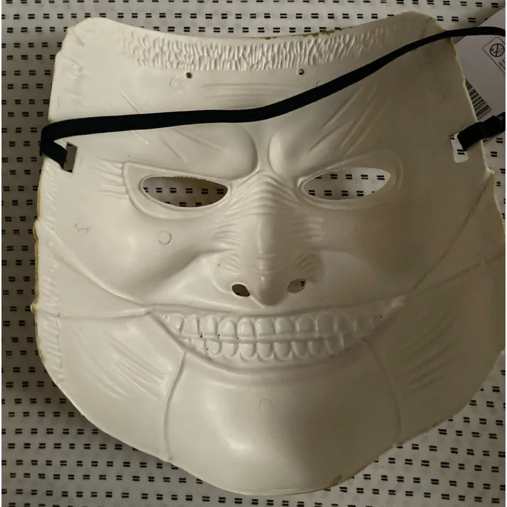 Cream Halloween Mask with Red and Gold Accents